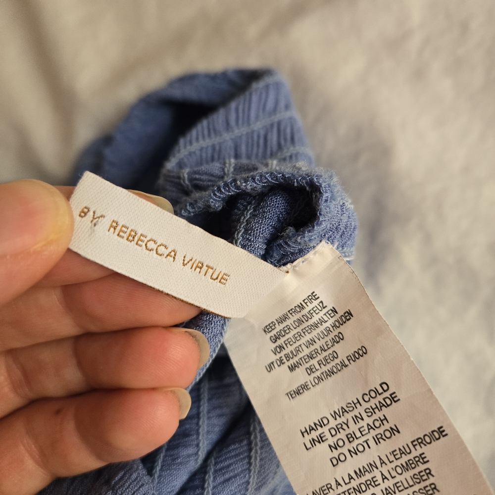Becca by Rebecca Virtue Ponza Smocked One Shoulder Crinkle Dress Mist Blue - Picture 8 of 9